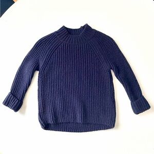 Topshop Navy Blue Mockneck Crop Sweater